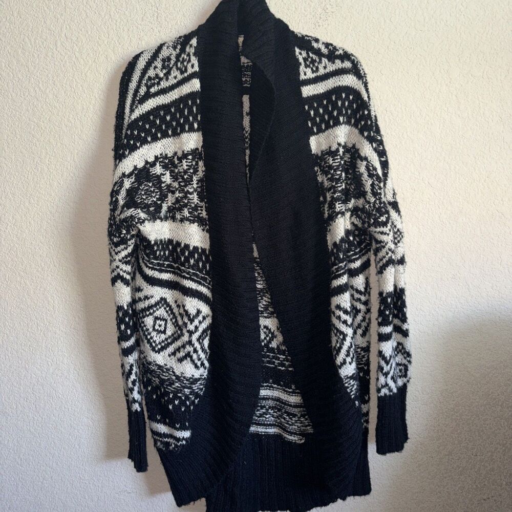 Abercrombie & Fitch Cardigan Sweater Western Fair Isle Aztec Shawl OS Chunky